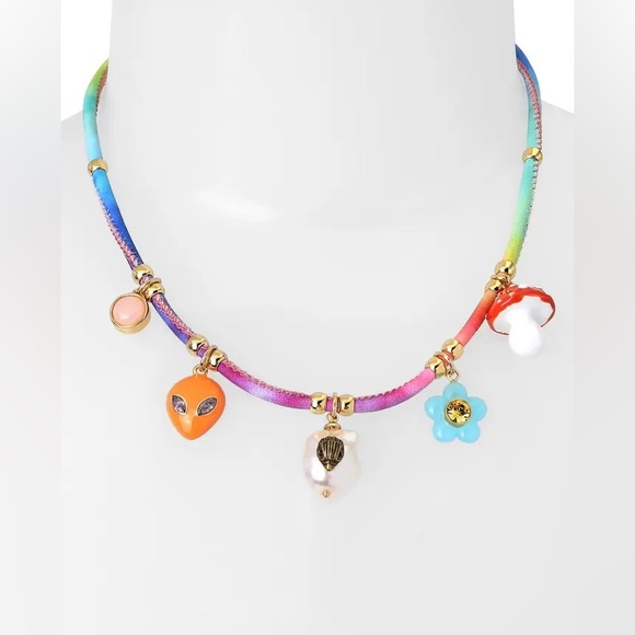 Kurt Geiger Mixed Charm Cord Collar Necklace - Picture 2 of 4